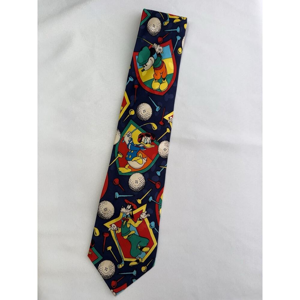 Mickey Mouse Necktie Vintage Mickey Inc Disney Tie 60" 100% Silk GOLF